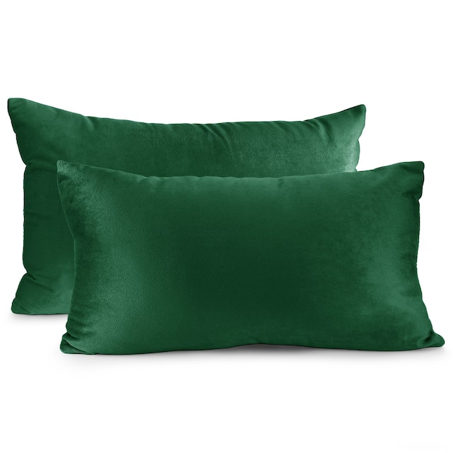 Porch & Den Cosner Microfiber Velvet Throw Pillow Covers (Set of 2) - 12" x 20" - Hunter Green