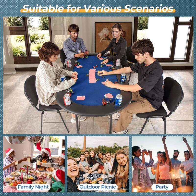 Costway 8 Players Poker Table with 8 Cup Holders & Comfy Armrests - See Details