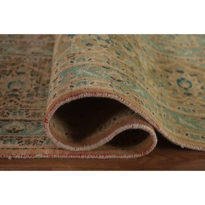 Hand Knotted Oriental 100% Wool Carpet Traditional Floral Peach Kashan Area Rug - 12' 5'' X 9' 5''