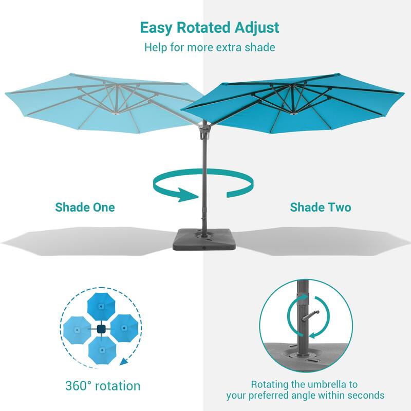 BONOSUKI Outdoor 11Ft UV Protection Patio Cantilever Umbrella w/Base