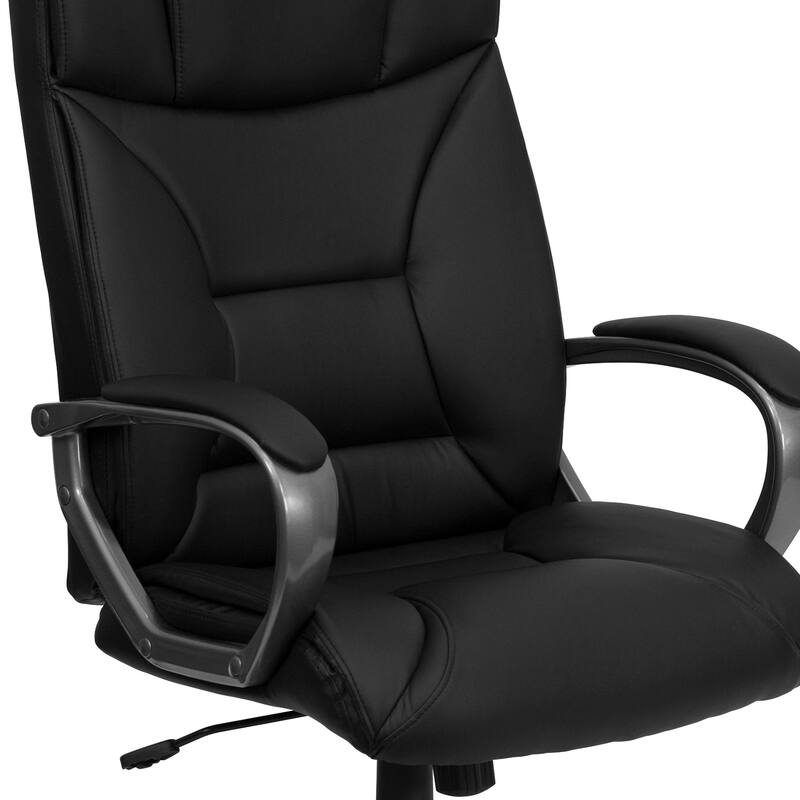 High Back LeatherSoft Executive Swivel Office Chair w/Lip Edge Base & Arms