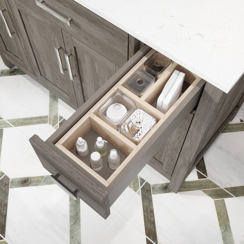 Kate 48-in Solid Hardwood Bathroom Vanity with Power Bar and Drawer Organizer