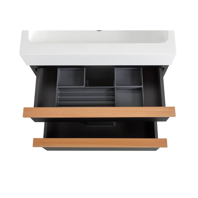 Wall Mounted Bathroom Vanity with Integrated Acrylic Sink