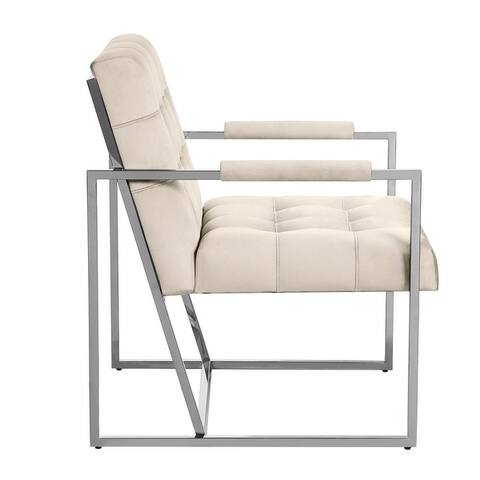 Modern Single Sofa Chair, Upholstered Accent Living Room Chair, Comfy Armchair with Silver Metal Legs