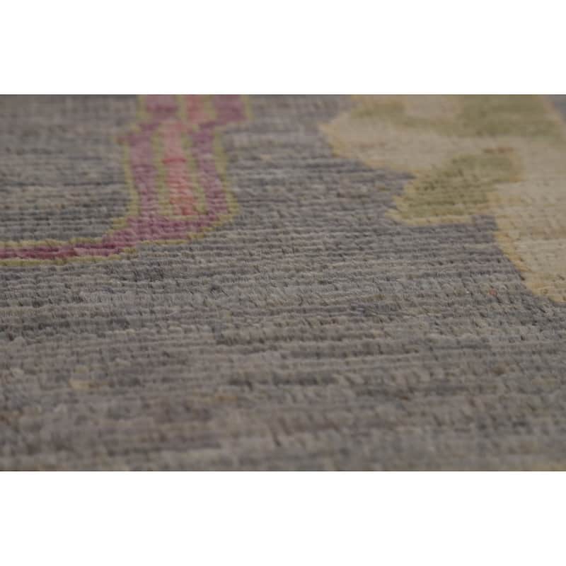 Hand Knotted Oriental 100% Wool Carpet Transitional All-Over Greys & Charcoal Oushak Area Rug - 9' 11'' X 8' 1''