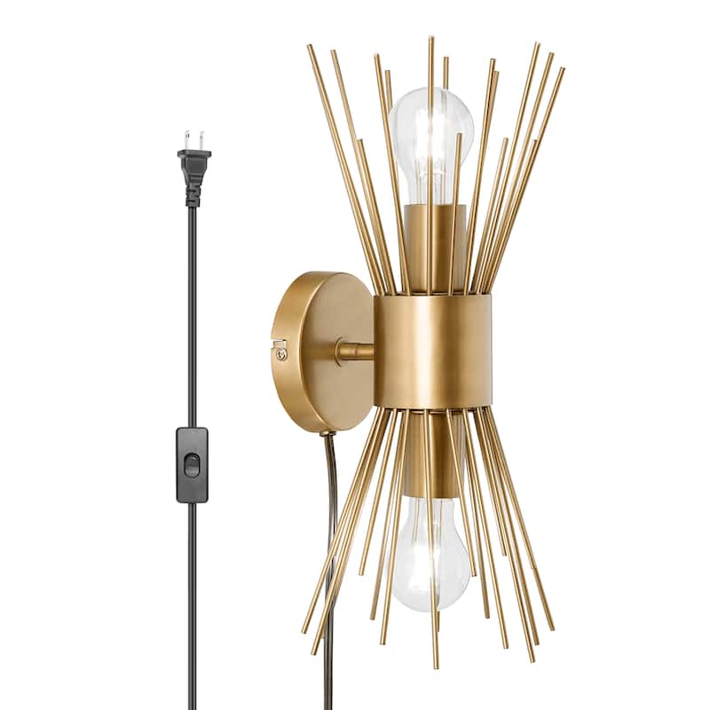 Ewan River of Goods Gold Metal Indoor Wall Sconce - 6.5" x 5.5" x 16.5" - 6.5" x 5.5" x 16.5" - Gold