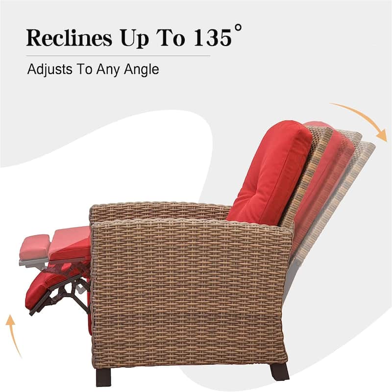 Single Patio All-Weather Wicker Recliner