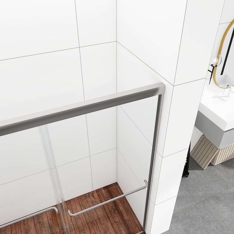 48/54/60 Inch Double Sliding Framed Shower Door with Clear Tempered Glass