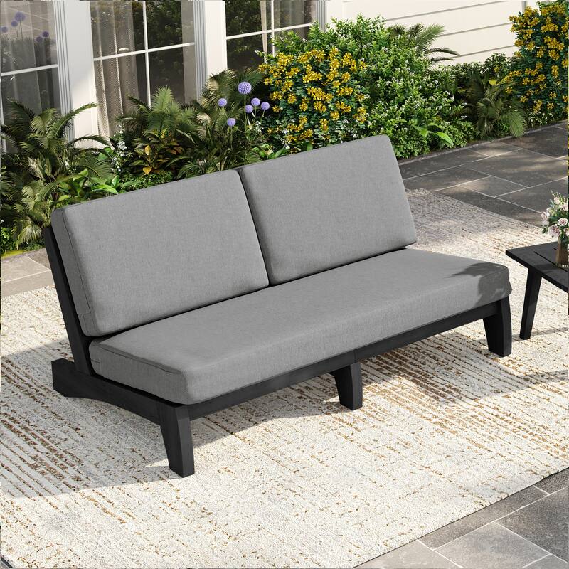 3 Seat Wood 64" W Outdoor Patio Sofa with Cushion
