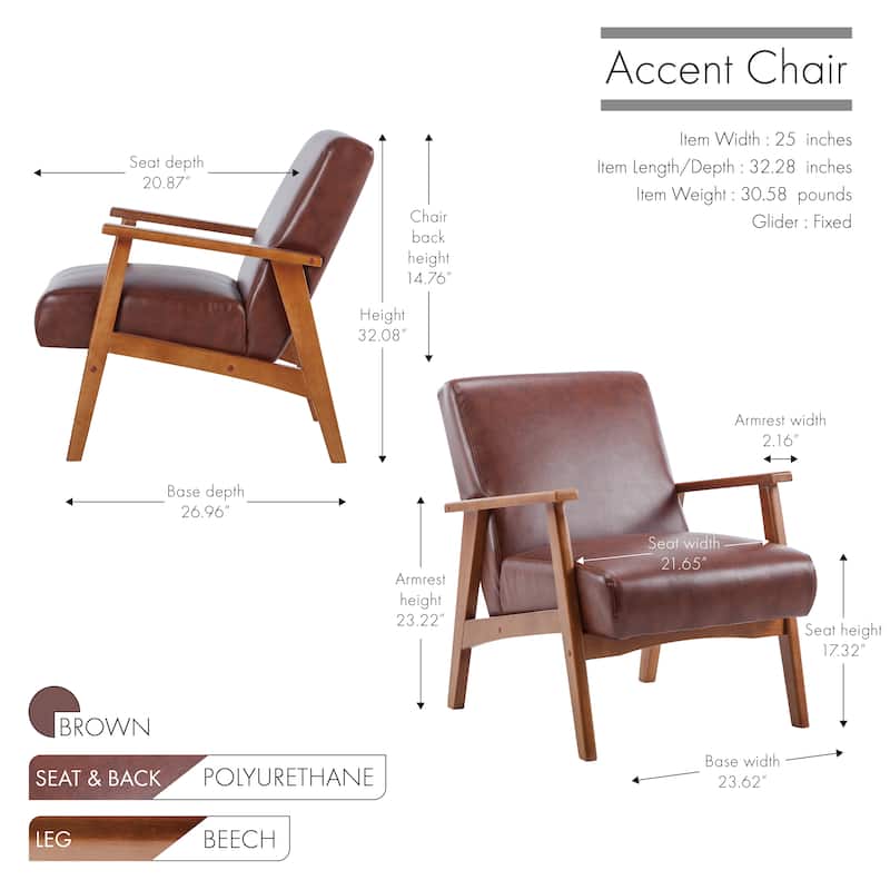 Carson Carrington Tavelsas PU Leather Accent Arm Chairs