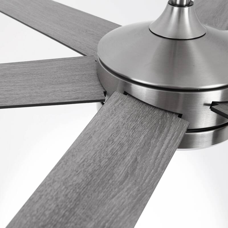 60-in Modern Brushed Nickel Wood Large Remote Indoor Smart Ceiling Fan with Light and APP