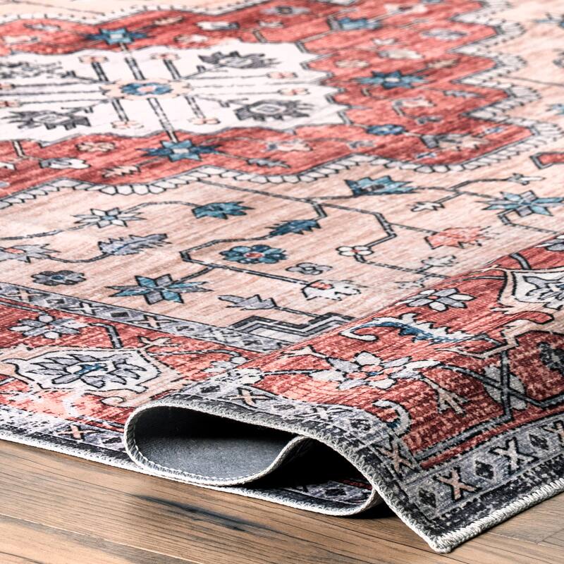 Nuloom Melanie SpinClean Transitional Medallion Machine Washable Area Rug