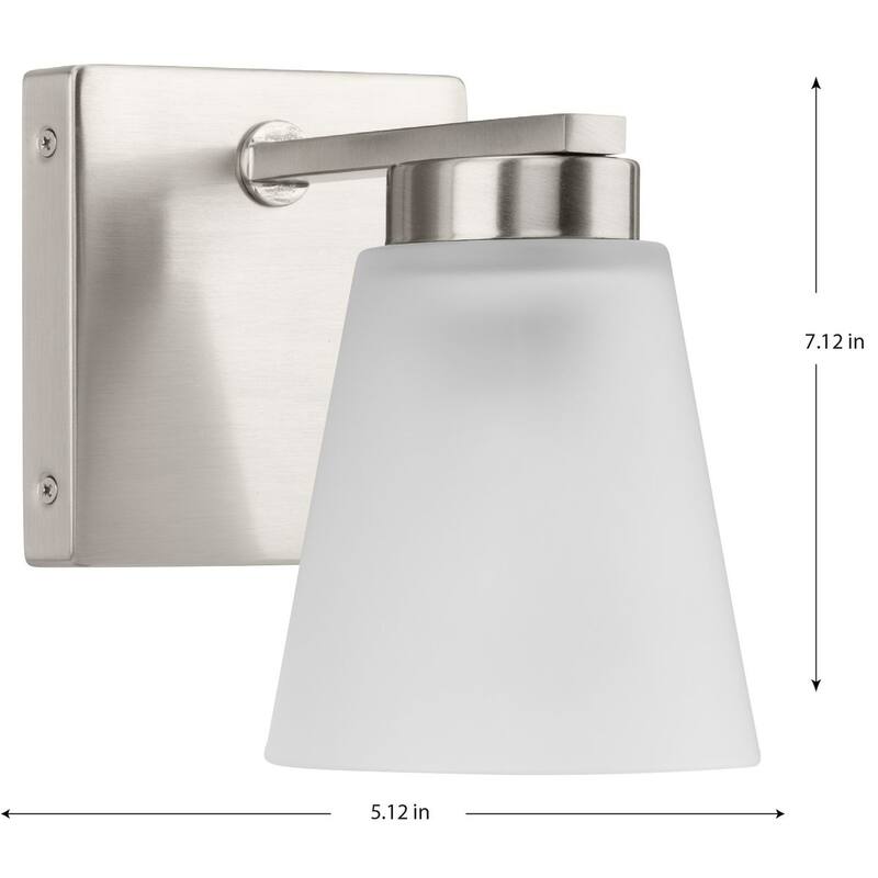 Tanner Collection One-Light Brushed Nickel Transitional Vanity Light - 5.12 in x 6.75 in x 7.12 in