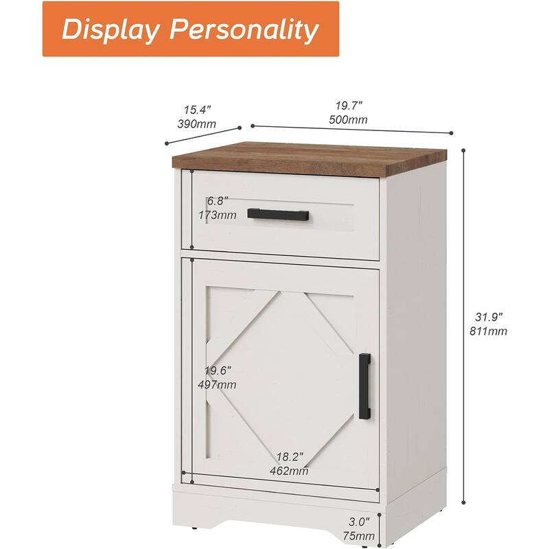 WAMPAT Nightstand with 1 Drawer&1 Door for Bedroom, Living Room