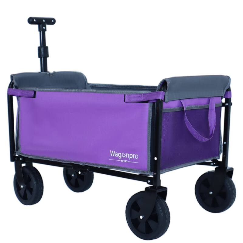 All-in-One Convertible Folding Wagon with Bench Seat, Storage & Dog Tether - Heavy-Duty Utility Cart