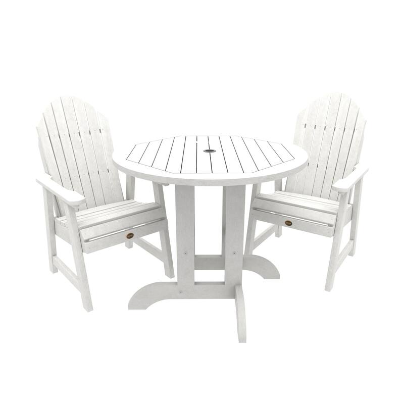 Highwood Commercial 3-Piece Muskoka Adirondack 36" Bistro Dining Set - White