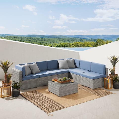 Art Leon 7 Piece Outdoor Rattan Sectional Sofa with Cushion