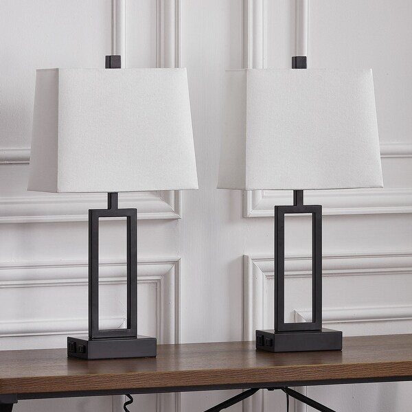Black and white table lamp shades top