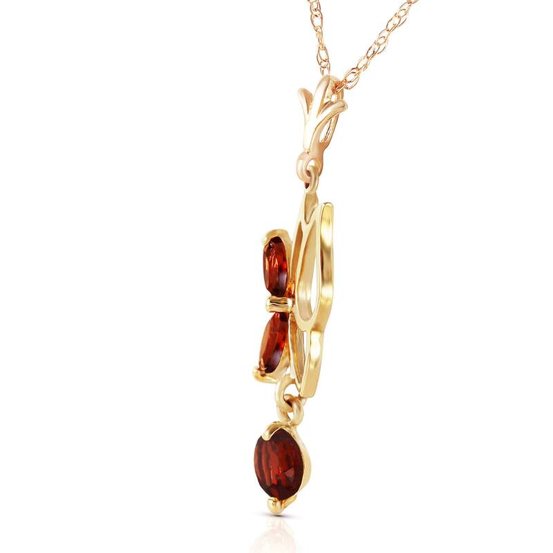 0.4 Carat 14K Solid Gold Gemstone Elegant Butterfly Necklace Garnet