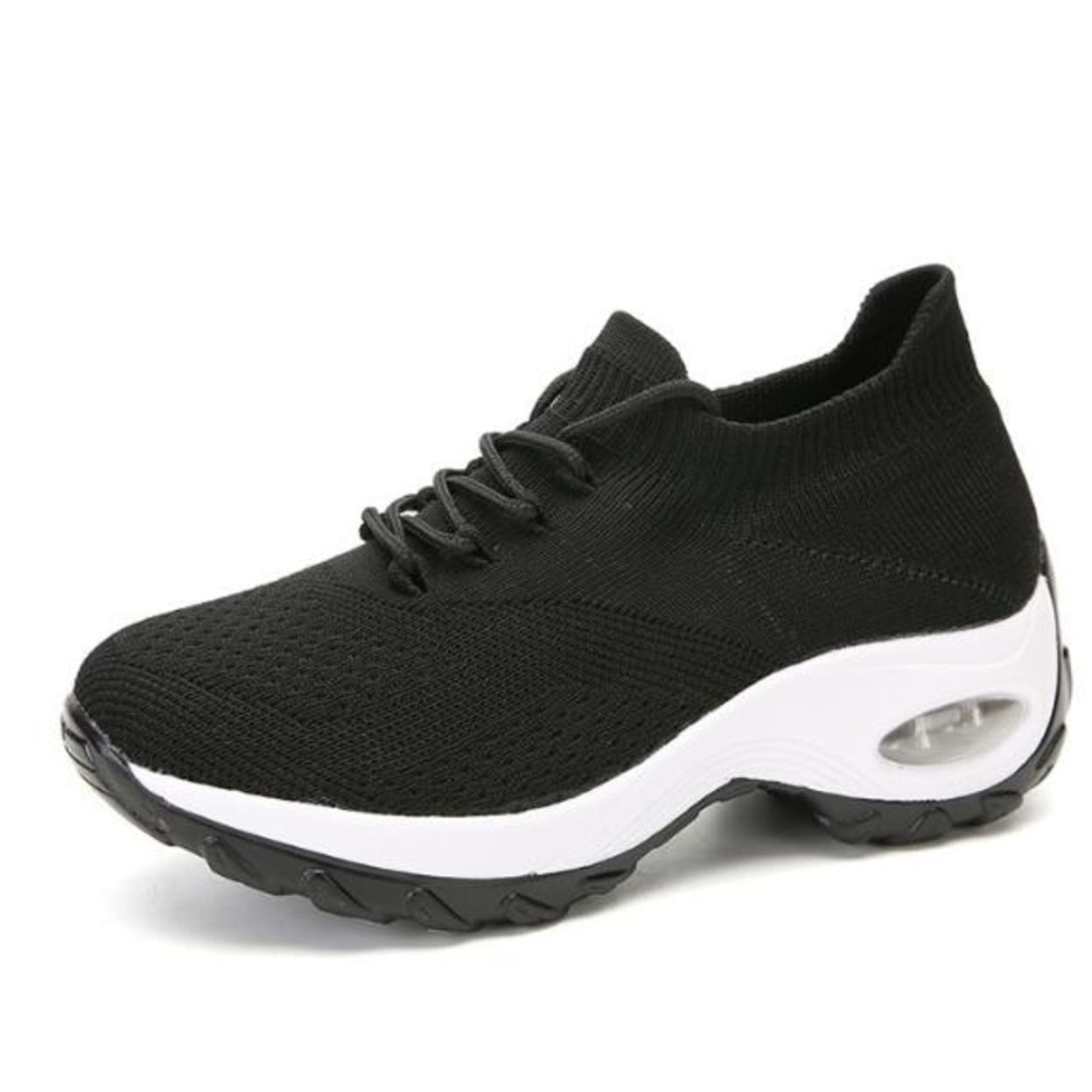 platform black tennis shoes