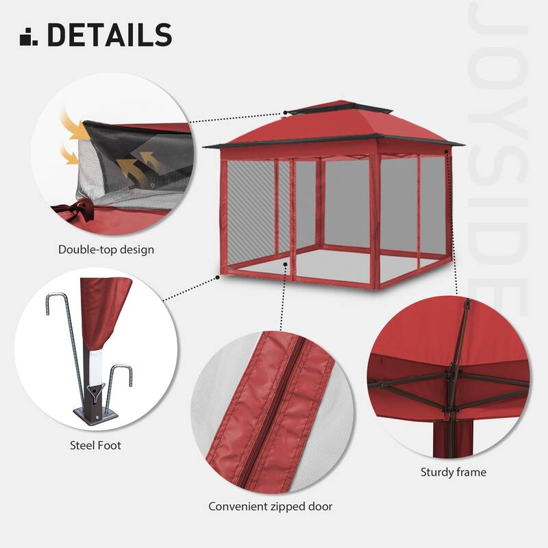 Cozywor 11 ft. x 11 ft. Steel Pop-Up Gazebo with Mosquito Netting