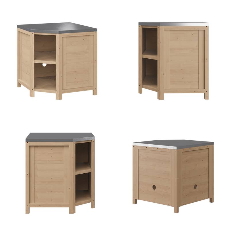 Modular Outdoor Kitchen Island Set, 100% Solid Wood BBQ Cabinet , Patio Kitchen Bar Table