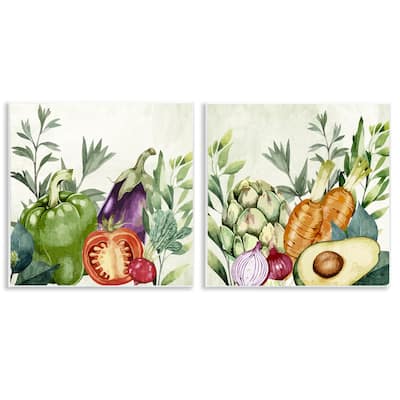 Stupell Country Harvest Vegetables Wall Plaque Art Design By Kim Allen (Set of 2)