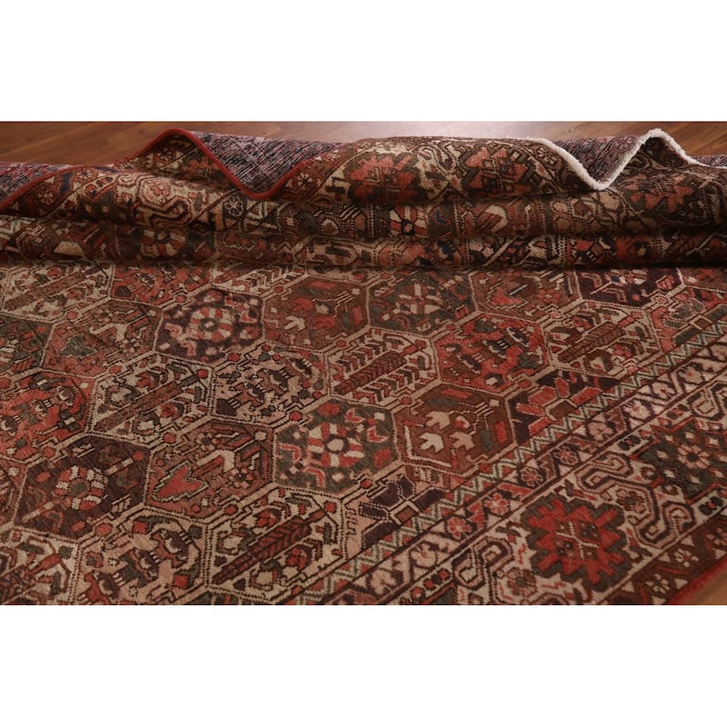 Garden Design Bakhtiari Persian Vintage Rug Hand-Knotted Wool Carpet - 6'9"x 9'11"