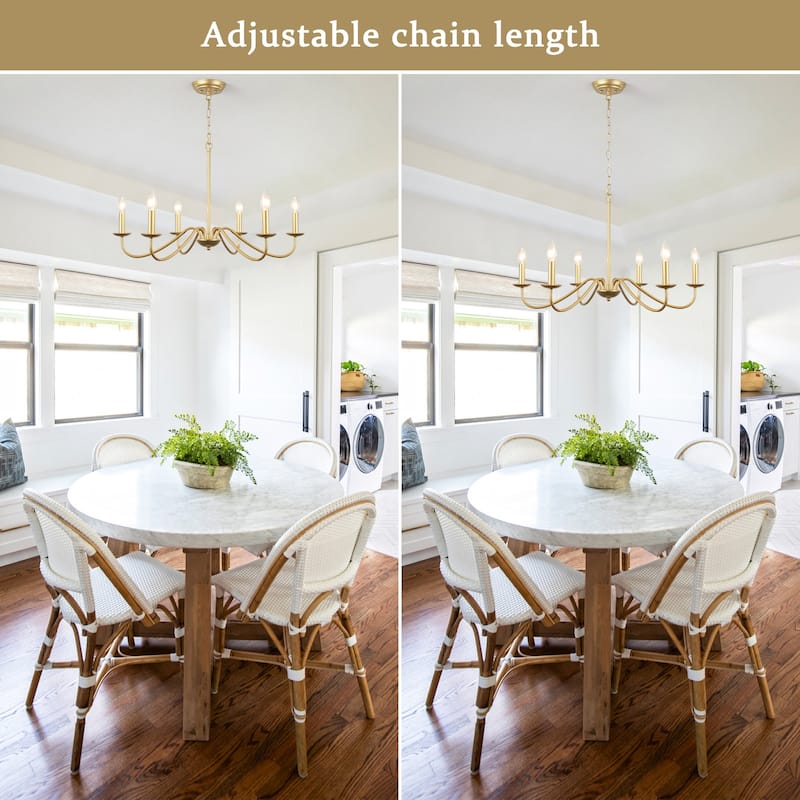 6-Light 27.55-inch Farmhouse Chandeliers for Living Room Foyer Hallway
