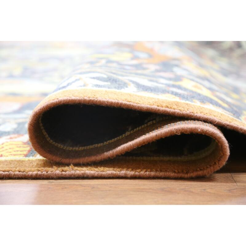 Hand Knotted Oriental 100% Wool Carpet Traditional All-Over Navy Blue & Blues Ziegler Area Rug - 9' 10'' X 7' 9''