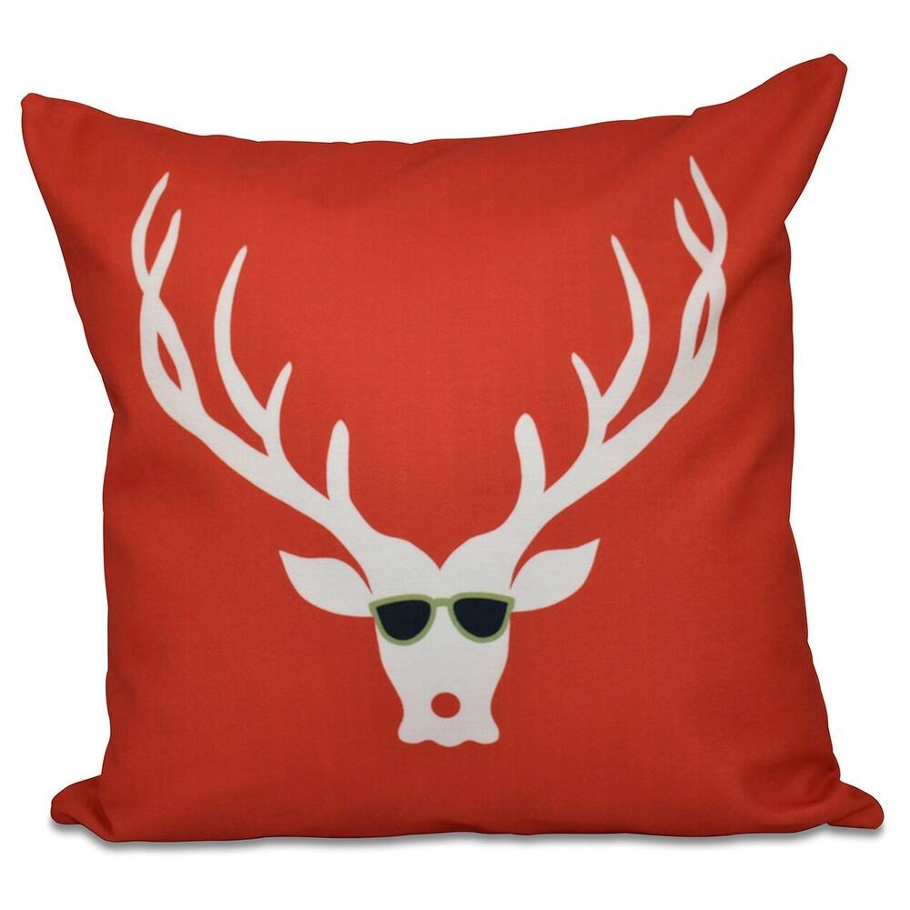 Blue/ Red/ Green Decorative Holiday Cool Christmas Deer Print 20-inch Pillow