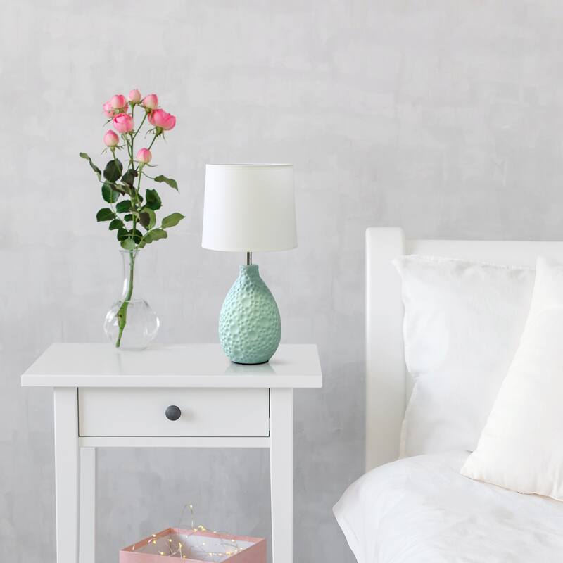 14.17" Textured Tear Drop TableLamp with White Fabric Shade