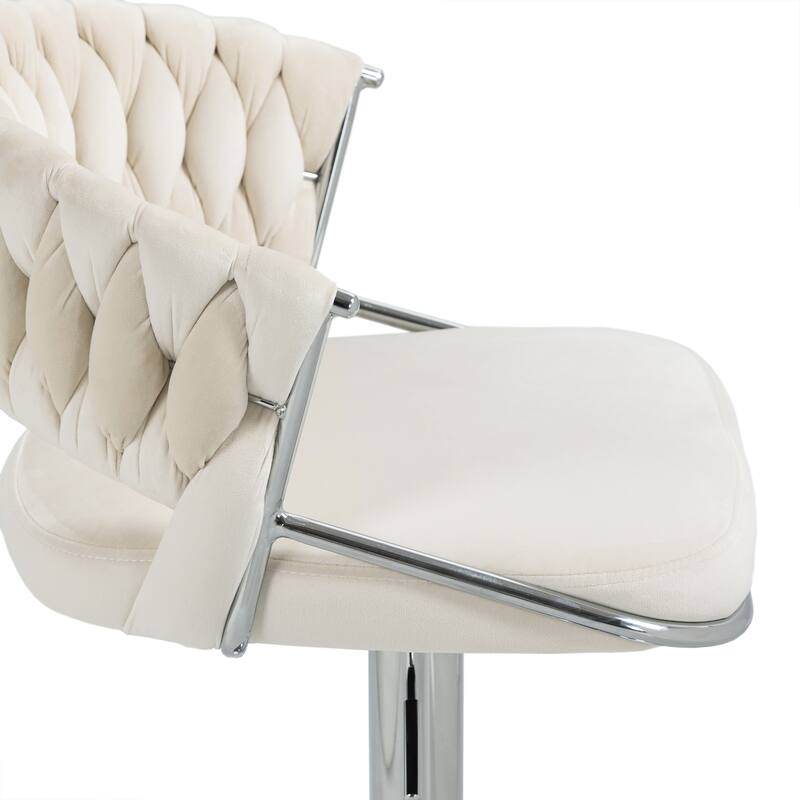 Set of 4 Modern Velvet Adjustable Bar Stools with Backs