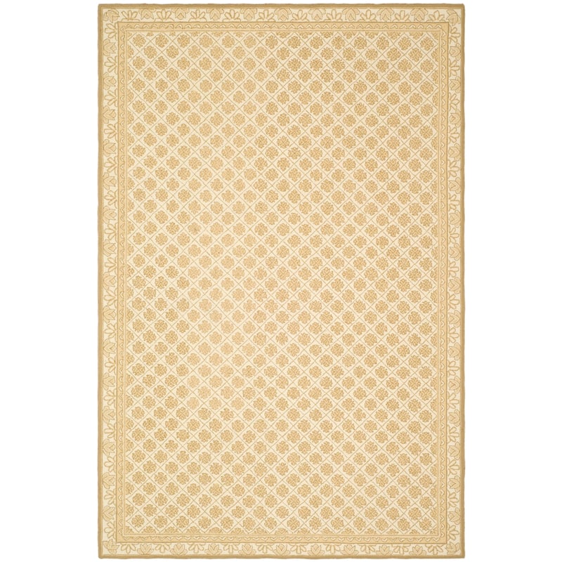 SAFAVIEH Handmade Wilton Keli Country Floral Wool Rug - 5'6" x 8'6" - Ivory/Taupe