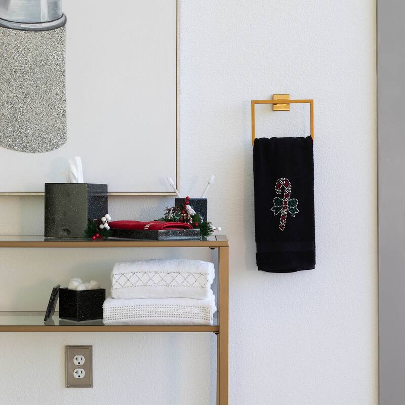 Sparkles Home Rhinestone Candy Cane Hand Towel