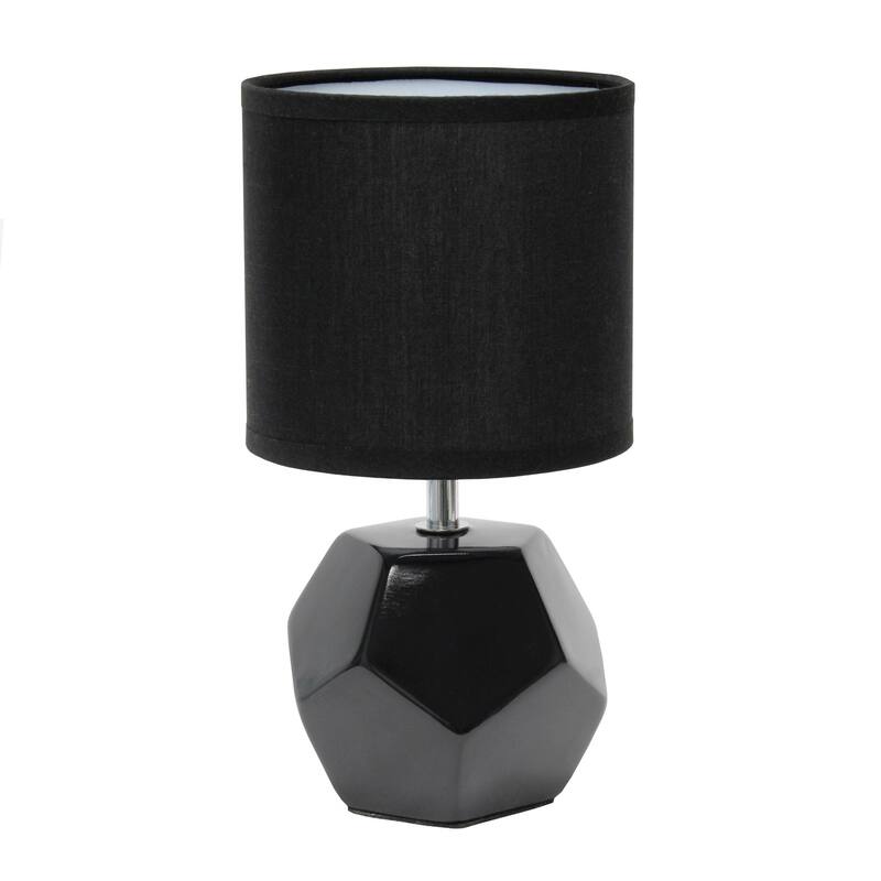 Geometric Table Lamp With Long Drum Shade - 10.5" - Black
