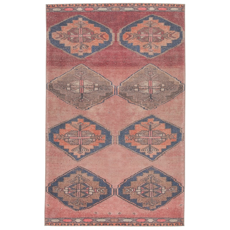 Mirta Machine Washable Medallion Pink/ Blue Area Rug - 7'6"X9'6" - Runner/Rectangle