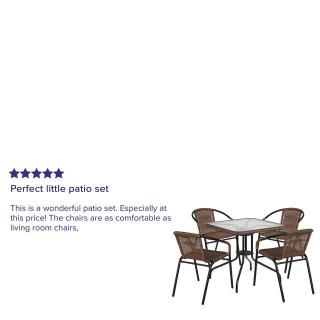 Powder-coated Aluminum/ Rattan Lightweight 5-piece Outdoor Dining Set