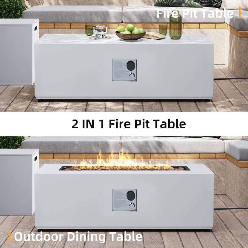 Patio Watcher Outdoor 42in. Iron Fire Pit Table with Propane Tank Cover
