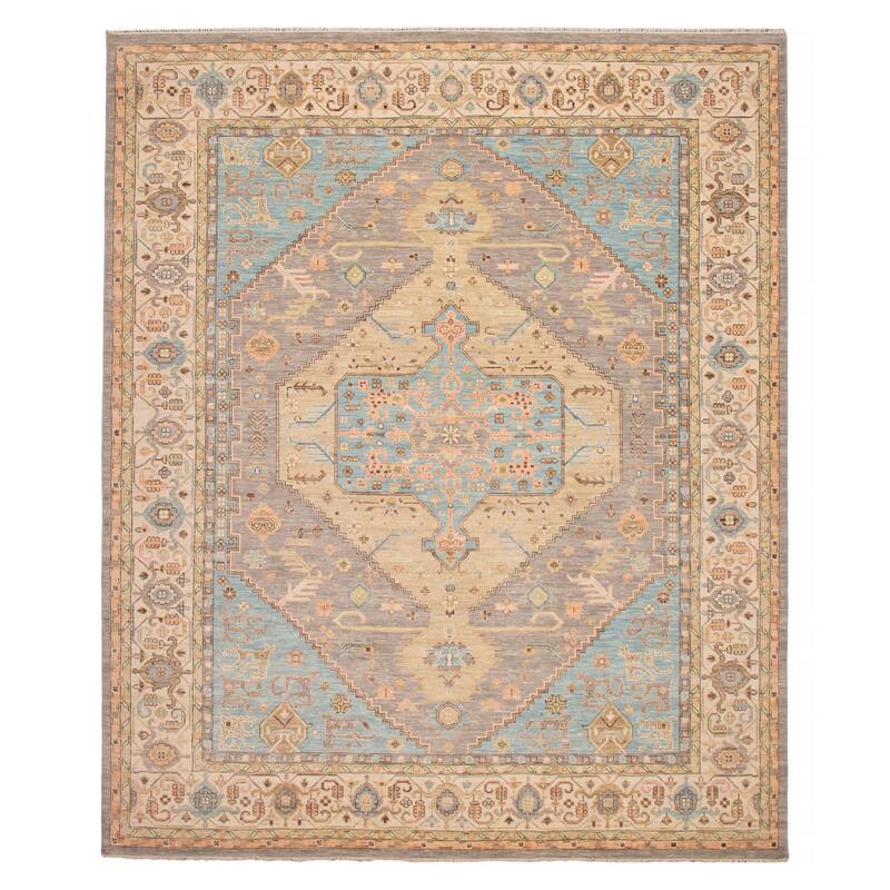 ECARPETGALLERY Hand-knotted Modern Oushak Grey Wool Rug - 12' 2" x 14' 9" - Grey - 12' 2" x 14' 9"