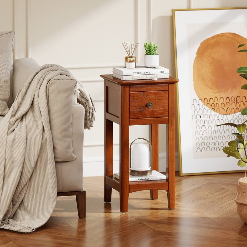 Gymax 2PCS Nightstand 3-Tier Bedside Table w/ Open Storage Shelf &