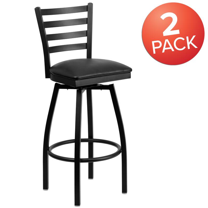 2 Pack Hercules Series Ladder Back Swivel Metal Barstool - 16.5"W x 20.5"D x 44.5"H - 16.5"W x 20.5"D x 44.5"H