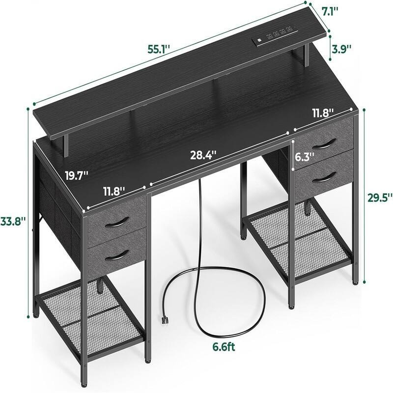 55 inch Computer Desk with 4 Drawers