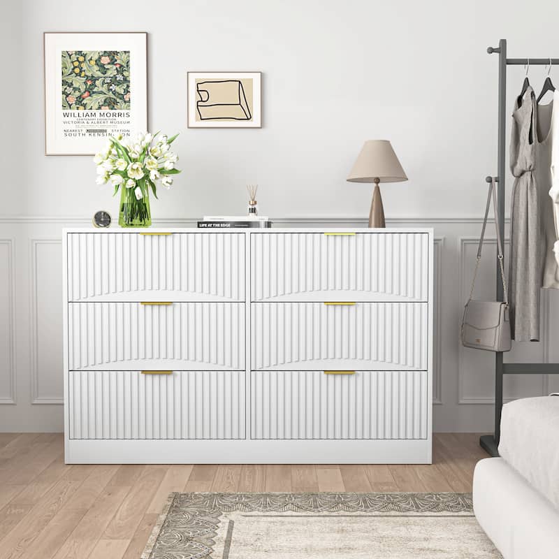 Modern 6-Drawer Dresser, Chest of Drawers for Bedroom, Living Room, Hallway, and Entryway - Large Storage Cabinet