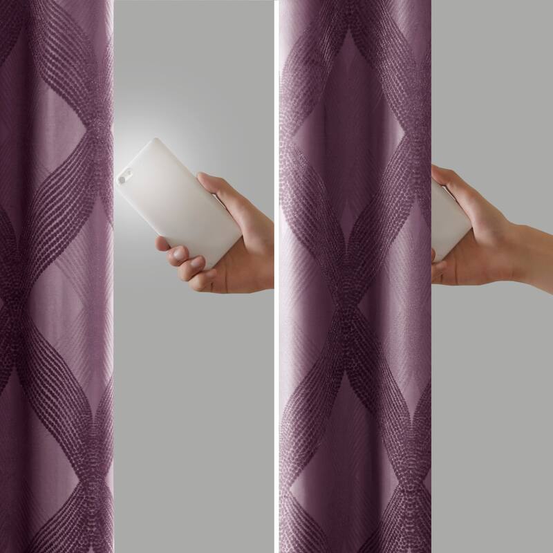 SunSmart Abel Ogee Knitted Jacquard Total Blackout Curtain Panel