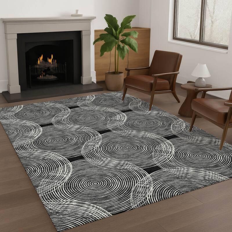 Machine Washable Indoor/ Outdoor Modern Pune Chantille Rug