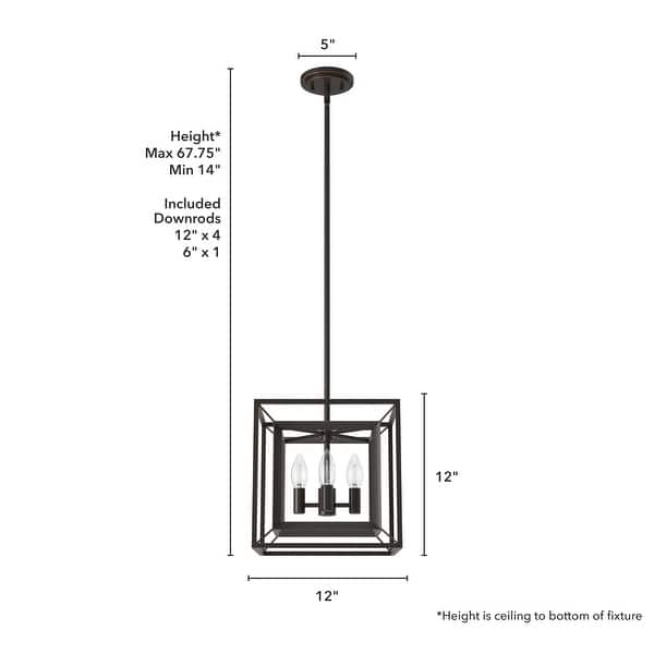 dimension image slide 3 of 5, Hunter Doherty Convertible Pendant/ Semi-Flushmount - Kitchen Island, Entry, Dining - Industrial, Contemporary, Transitional