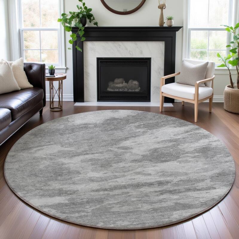 Premium Washable Super Soft Contemporary Mayfield Rug - Silver - 8' x 8'