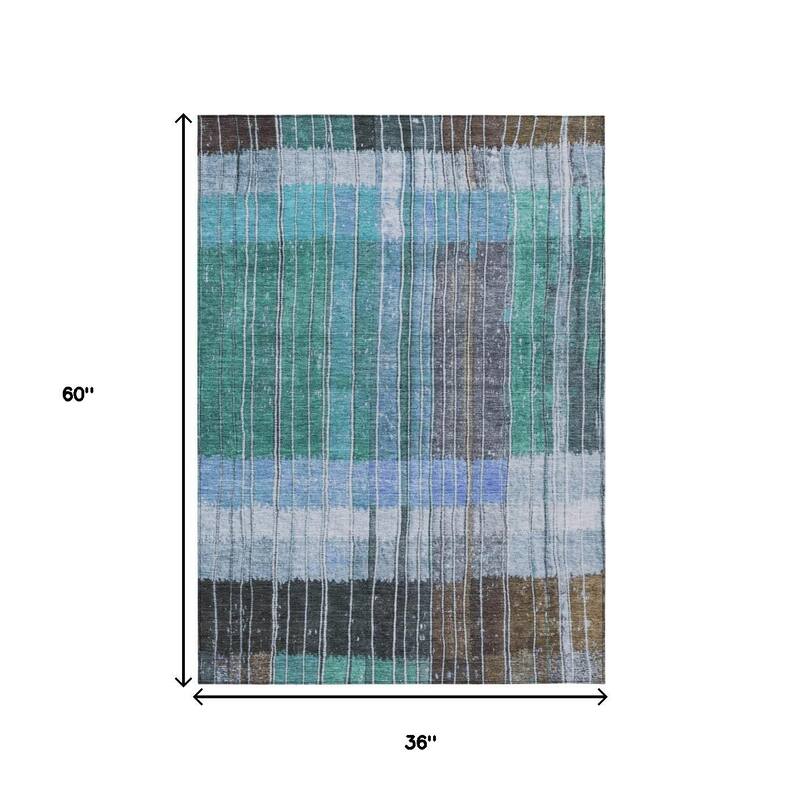 HomeRoots Striped Transitional Rectangle Outdoor Rug