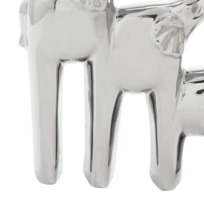 Silver Ceramic Contemporary Sculpture Elephant 14 x 11 x 2 - 11 x 2 x 14